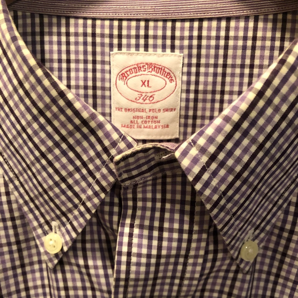 Brooks Brothers 346 purple check non-iron